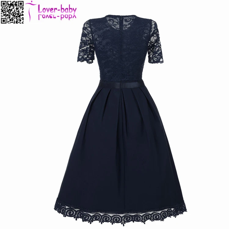 Sexy Vintage Summer Lace Round Neck Short Sleeve Princess Dress L36176-4