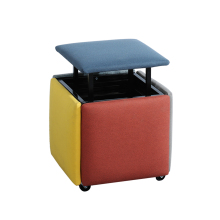 5-in-1 Stackable Square Ottoman with Cushion Foot Rest - Fabric Padded Seat Rubik's Cube Sofa Combination Stool
