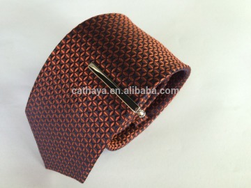 Men's orange\black 100% silk tie with square design