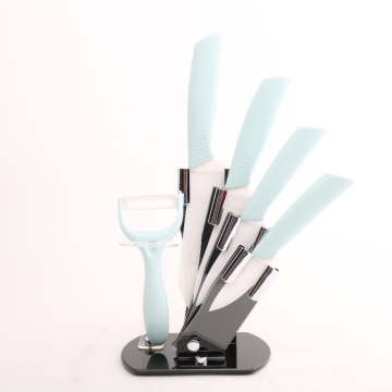 Customize Logo Color Ceramic Fruit Kitchen Knife Set with Sheaths