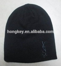 black beanie hat with black embroidery logo