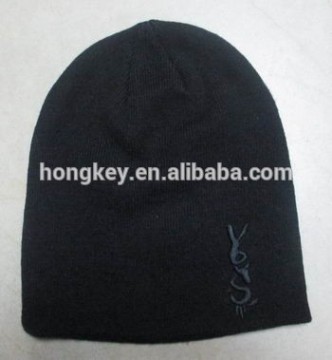 black beanie hat with black embroidery logo