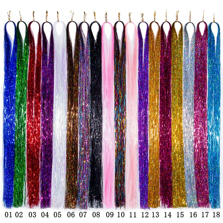 Jumbo Braiding Hair With Glitter Hair Tinsel 24inch Festival Party Decoration Hairstyle Synthetic Fiber Braid Hair Extensions