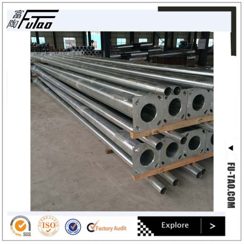 12m Galvanized Steel Lighting Column With Single Arm Or double arm