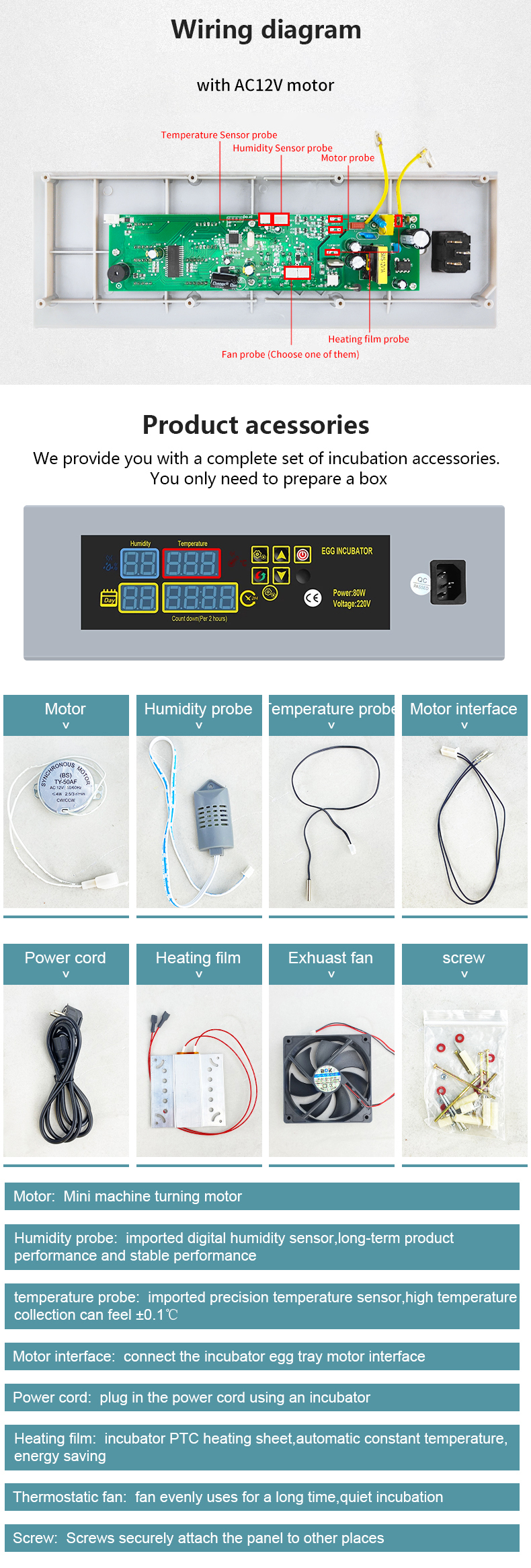 Mini Incubator Egg Incubator Controller Temperature Controller for Egg Incubator