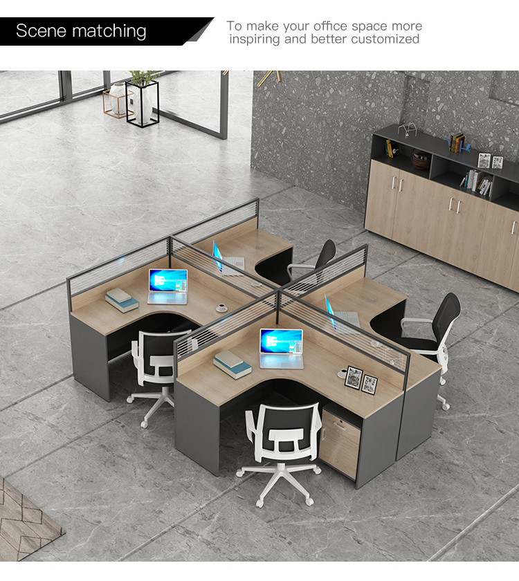 Office Furniture 4 Pack L Shaped Workstation Collaborative Teamwork Customer Service Call Center