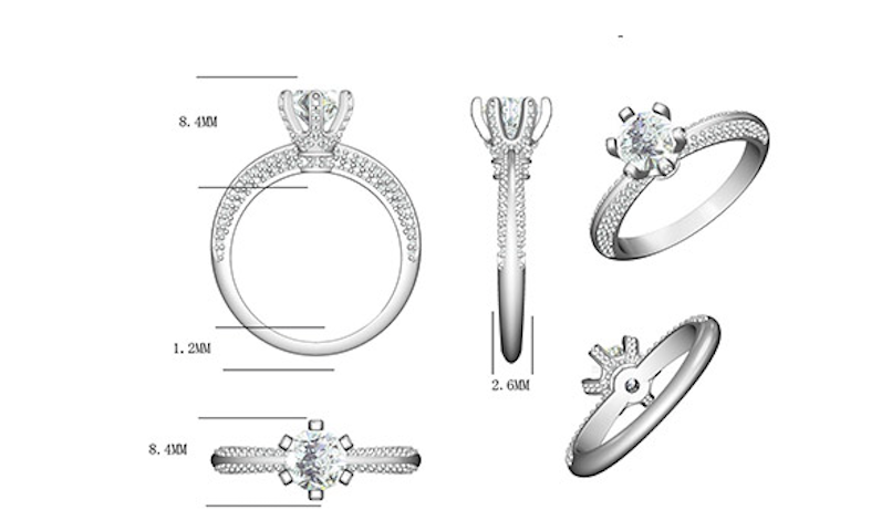 New Arrival S925 Silver Six-prongs Setting Large Moissanite Multiple Diamonds Wedding Engagement Women Gemstone Ring