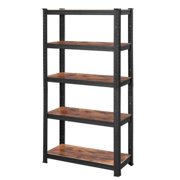 Black/Rustic Brown Storage Shelf 150x75x30cm