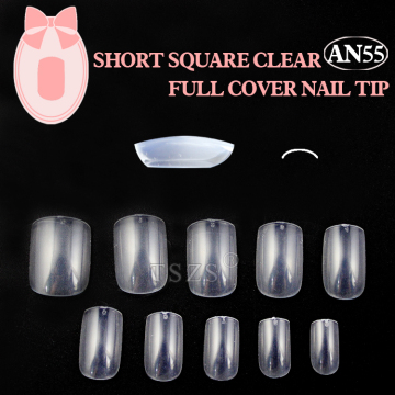 1bag/lot * 500pcs Clear Color short square Artificial full Nails for Nail Extension