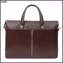 Latest design men custom leather vertical briefcase bag