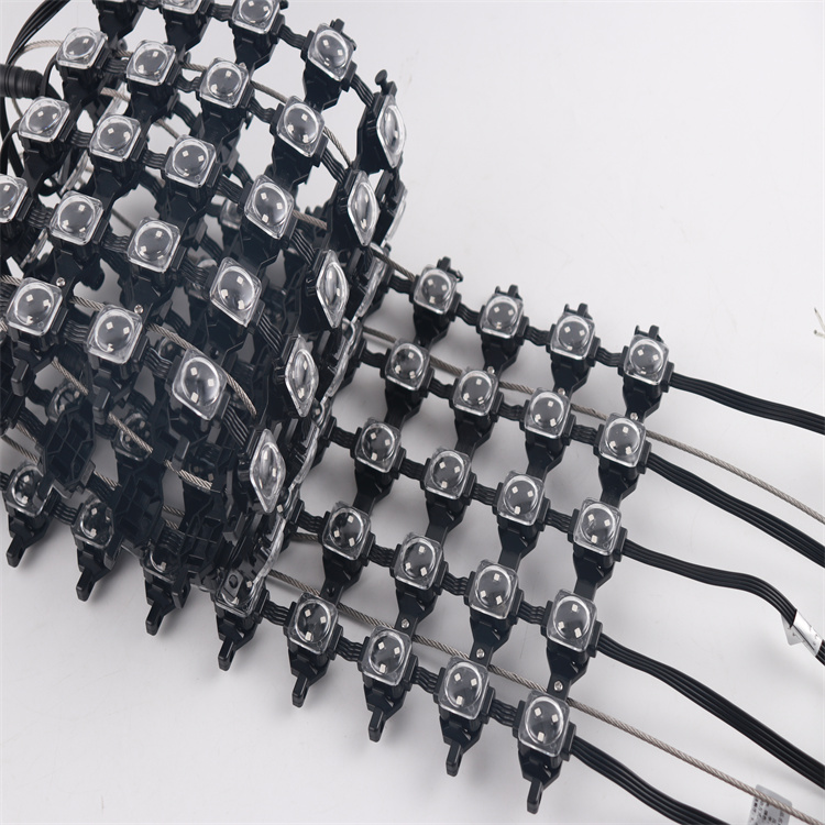Flexible waterproof transparent  led mesh videoRGB 50mm DMX512 160 degree  full colour grille mesh screen transparent led