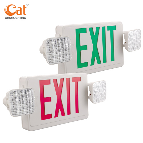 Emergency exit sign with two LED lights