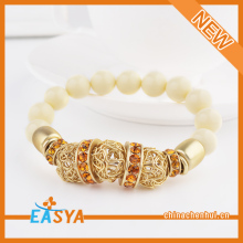 Cream Beaded Fake Bracelets KC Gold Plated Cheap High Quality Bead Bracelets