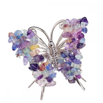 Fluorite Butterfly Decoration Healing Crystal Chip Beads Ornament Home Decor Gifts