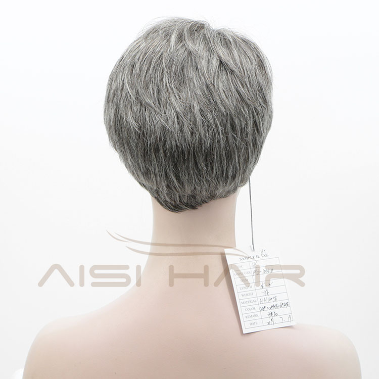 Aisi Hair New Design Cheap Vendor Short Pixie Cut Regular Wave Gray  Brazilian Hair For Black Women Human Hair Wigs