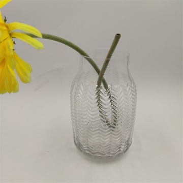 Embossed Pattern Crystal Glass Vase