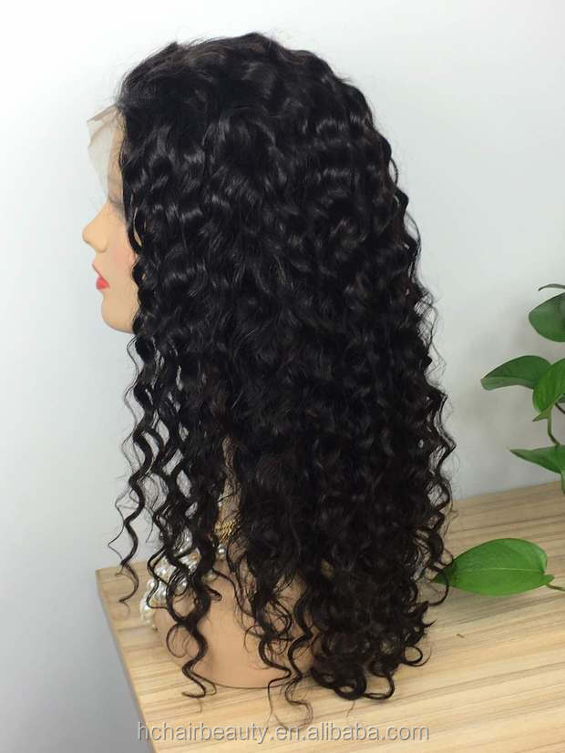 Wholesale Deep Wave Full Lace Wigs Brazilian Remy Human Hair Full Lace Wigs Pre Plucked With Baby Hair Natural Black Color