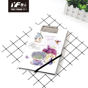 Custom lavender garden style cute A5 clipboard binding loose leaf notebook hardcover diary