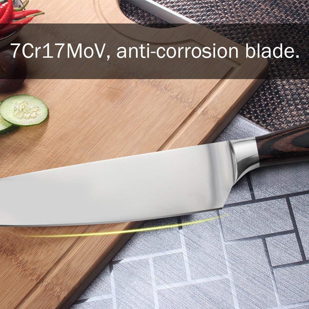 Coltello da cuoco giapponese con impugnatura in acciaio inossidabile da 8 pollici