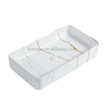 Factory Supplied Luxury Marble Lavabo Countertop Hand Basin Ceramic Bathroom Washbasin for Hotel