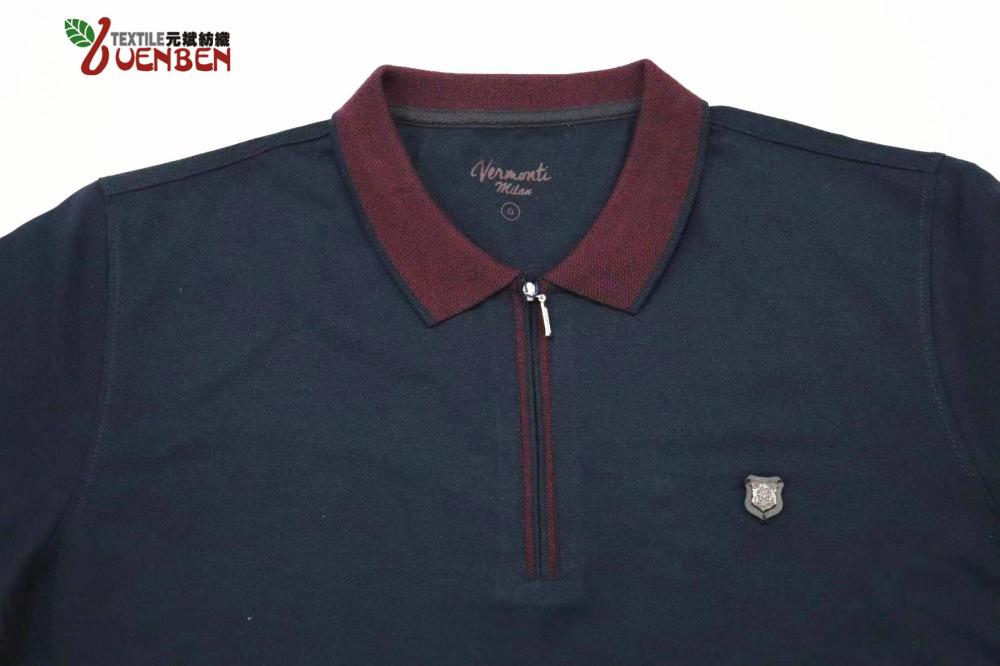 Men's Polo With Zipper And Jacquard Collar