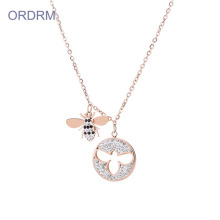 Stainless Steel Diamond Rose Gold Honey Bee Necklace