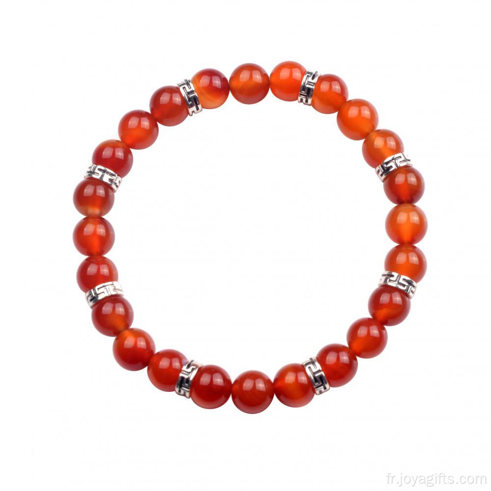 Bracelet de perles rondes en cornaline naturelle 8MM 24 pour la guérison du Reiki