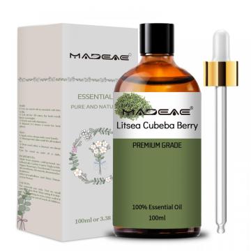 Planta de grau terapêutico Litsea Cubeba Berry Oil essencial para o sabor dos alimentos