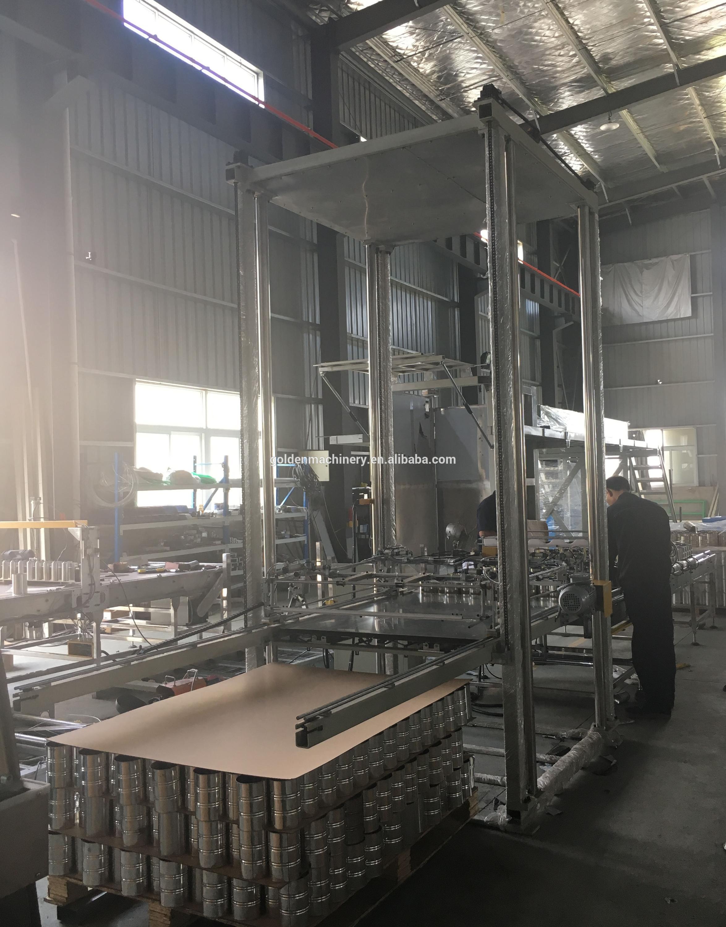 Automatic aerosol tin can palletizer stacker machine