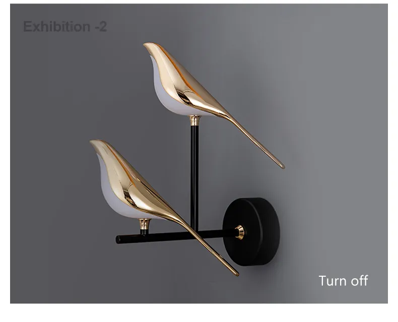 Nordic Magpie Bird LED Wall Lamp for Bedroom Decor