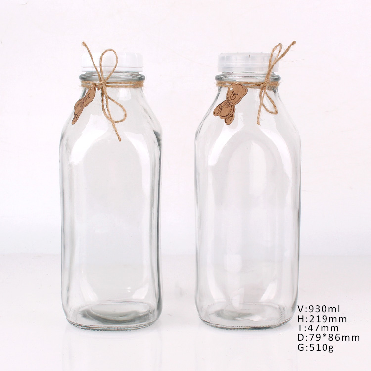 930ml empty glass milk yogurt bottle pudding glass bottle and mason jar set