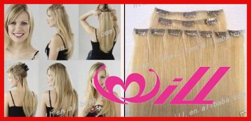 pretty remy clip in human hair extensions hot selling 100% human remy hair clip hair extentions