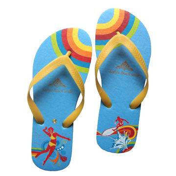 Ladies' Rubber Summer Flip Flips with PVC Strap and PE Sole, 15mm ThicknessNew