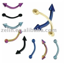 Coated Titanium Anodized Spike & Ball Eyebrow ring body piercing jewelry