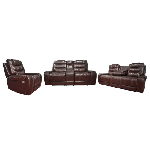 Living Room Leather Electric Recliner Sofa Set