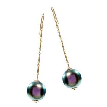 Glamour Gold Drop Earrings with Large Pearl