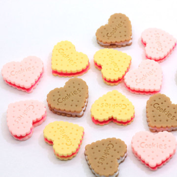 Granos de resina de galletas en forma de corazón de alta calidad 100 unids / bolsa para niños juguete hecho a mano decoración artesanal espaciador decoración de nevera