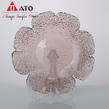 ATO Custom petal shaped Pink glass charger plates