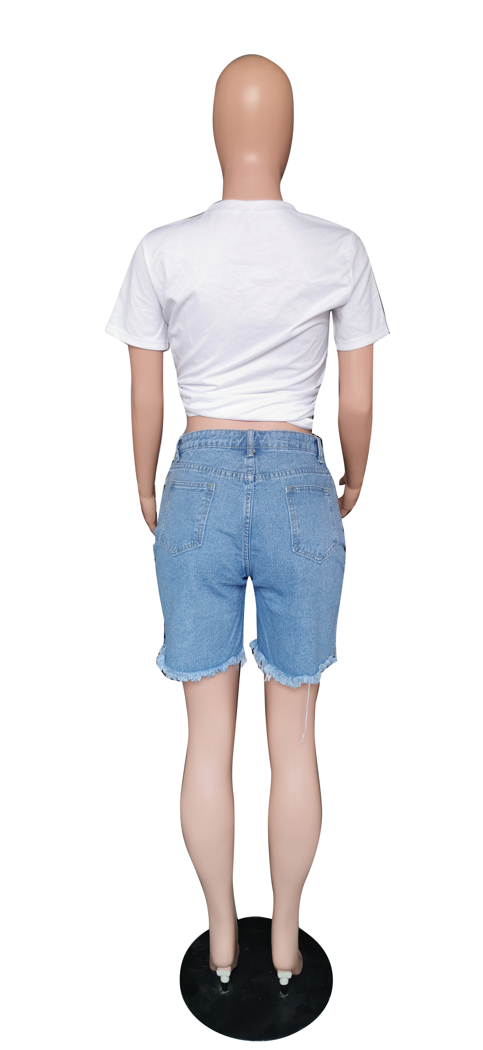 2021 New Summer High Waist Jeans Shorts Hollow OUt denim shorts women jeans Overall button Outfit Tassel Hole Shorts Plus XXXXXL