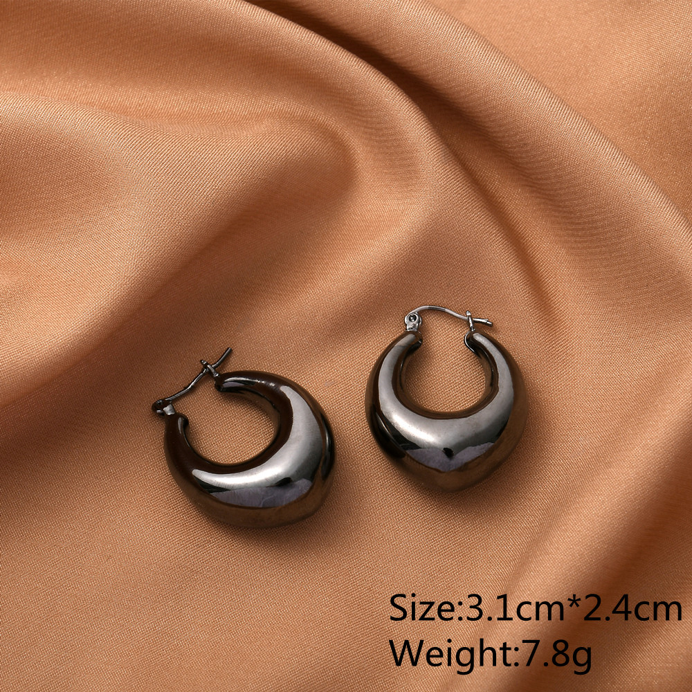 Customized high quality black gun plated copper jewelry hollow simple earrings fashion accessories factory direct wholesale