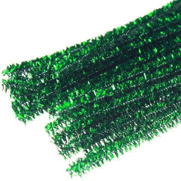 Green PVC glitter chenille stem,chritmas decoration