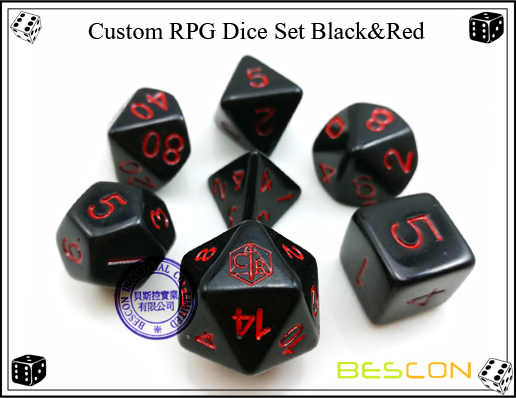 Custom RPG Dice Set Black&Red