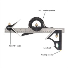 Portable Multi-Function Combination Square Angle Ruler 45 Degree Carpenter's Square 300MM