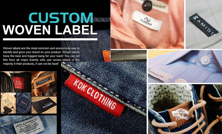 Custom Design Logo End Fold Woven Clothing Labels for Garment Apparel