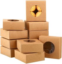 Chocolate Bakery Boxes with Window for Auto Pop Up Dessert Pastry Cookie Boxes