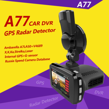 Ambarella A7 1296P Car DVR GPS Radar Detector 3 in 1 dash cam combo