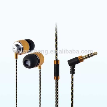 Stereo cable earphone fancy yellow earphone metal cover