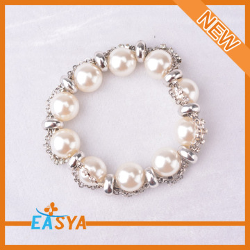 Silver Rhinestone Pearl Bracelet Costume Jewelry