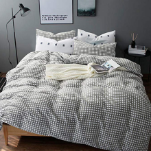 CVC 25/75 Grey Plaid Duvet Covers