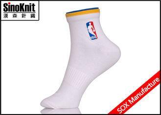 White Cotton Simple Custom Athletic Socks With Fancy Ribtop